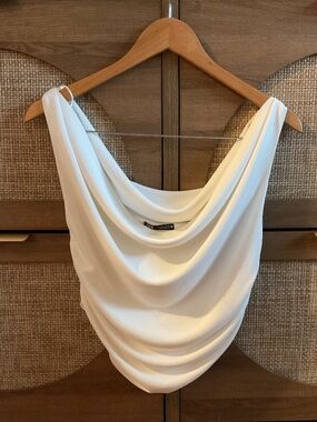 Zara Asymmetrical White Crop Top - size L
